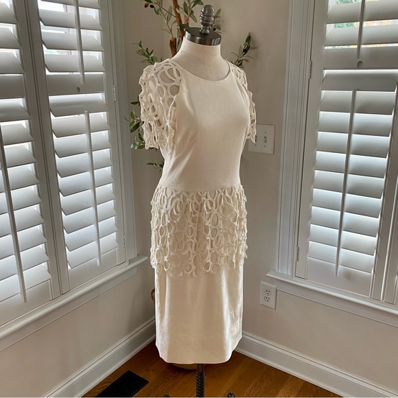 New Lela Rose macramé lace peplum dress size 10 - Picture 5 of 16